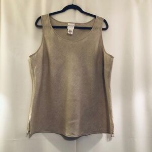 Kate Hill 100% Linen Wheat Sleeveless Top